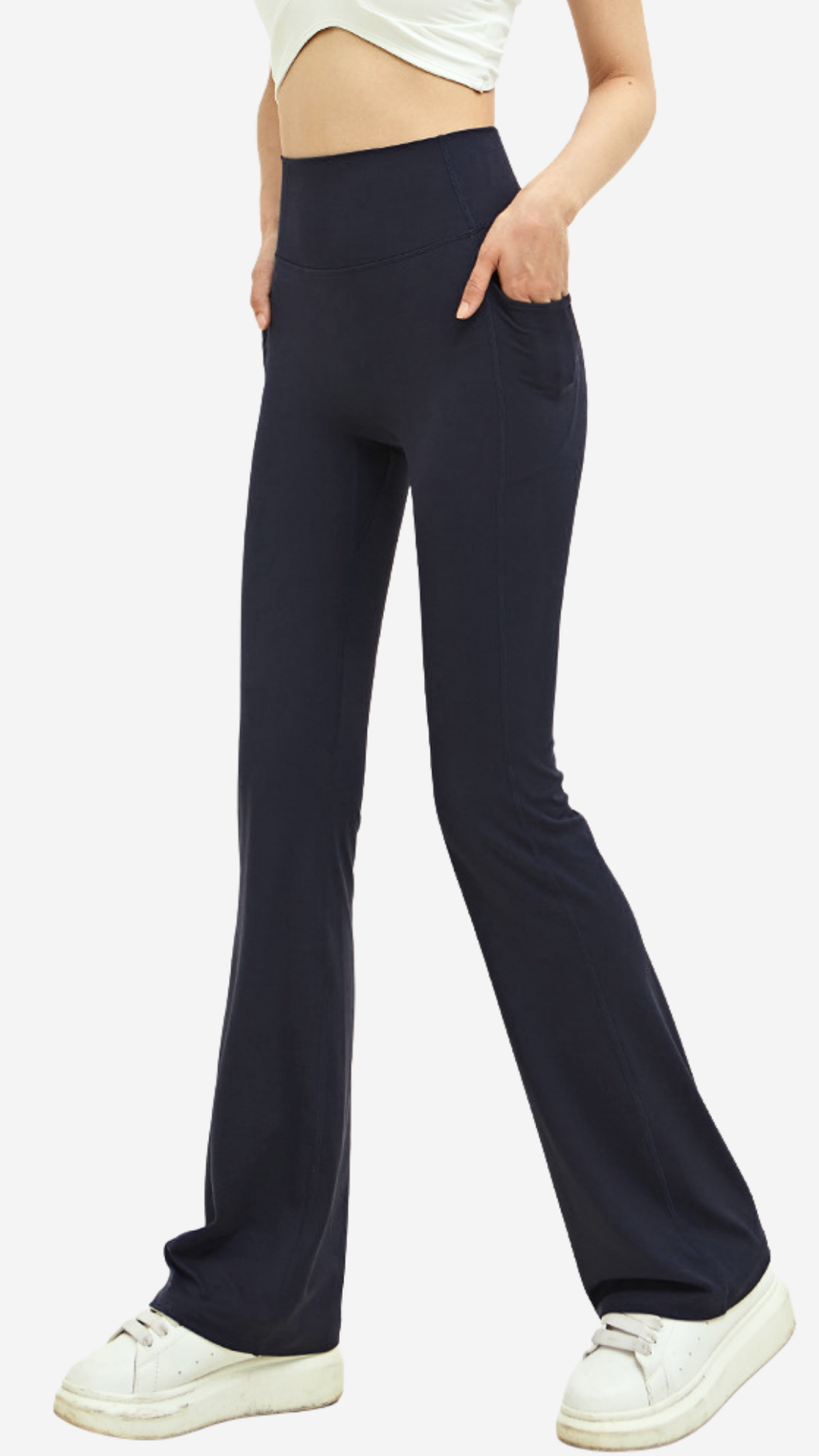Leg-Lengthening Flare Leggings with Pockets
