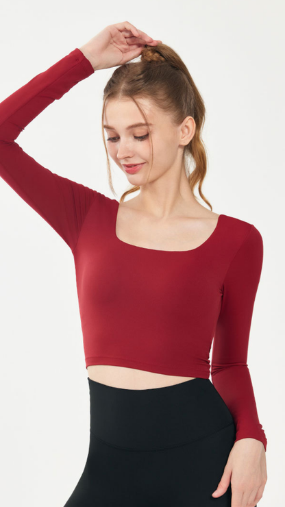 Twisted Elegance: Long Sleeve Padded Top