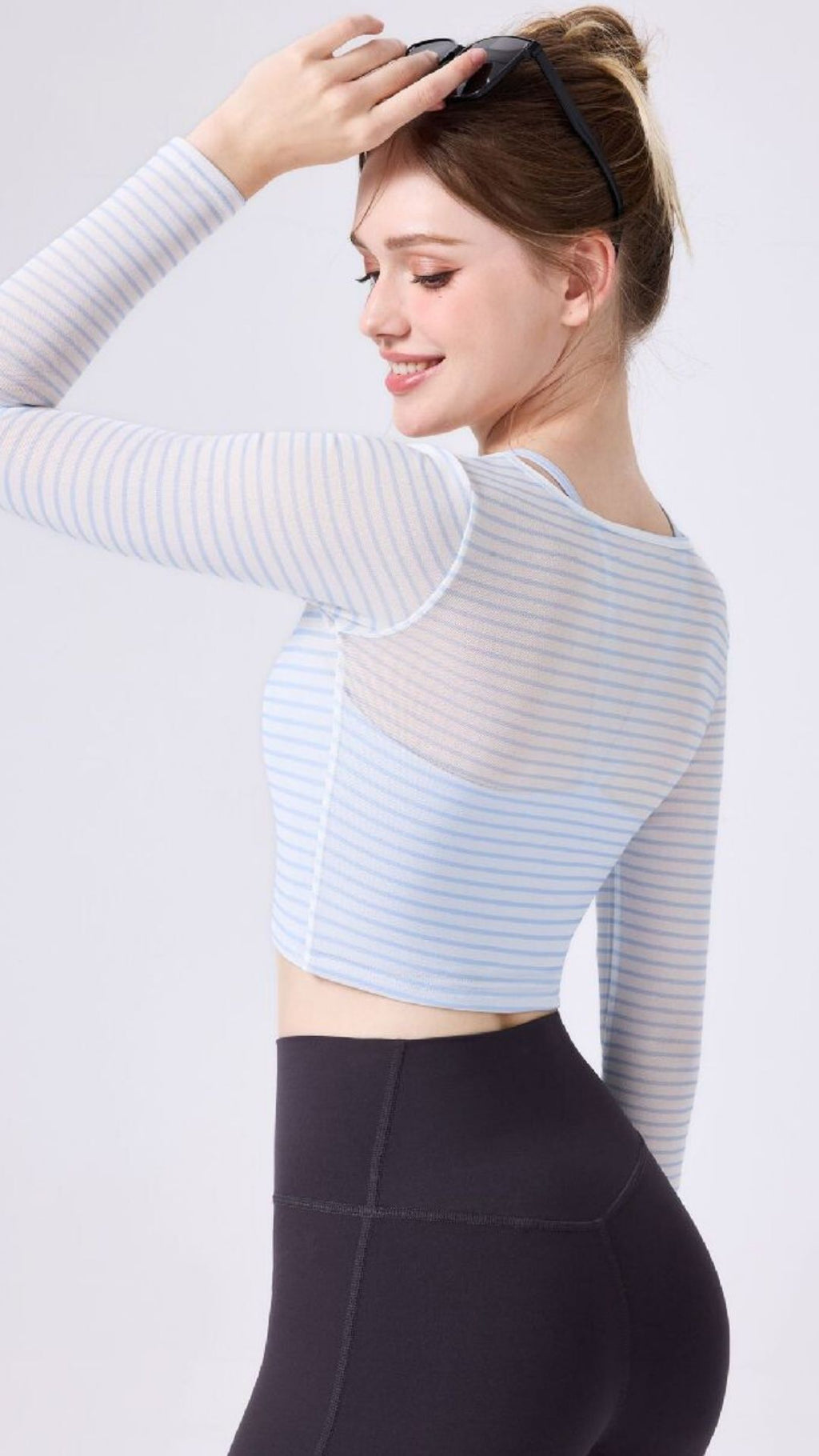 TwinStripe Long Sleeve Crop