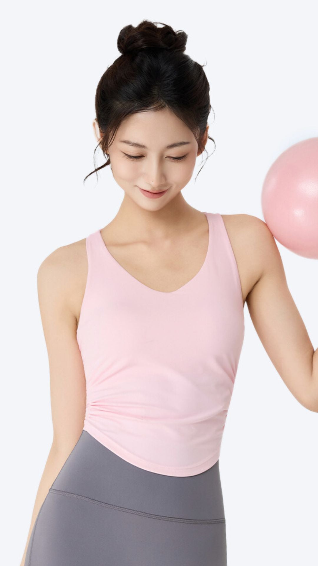 VibeMove Ruched Waist Workout Sports Bra