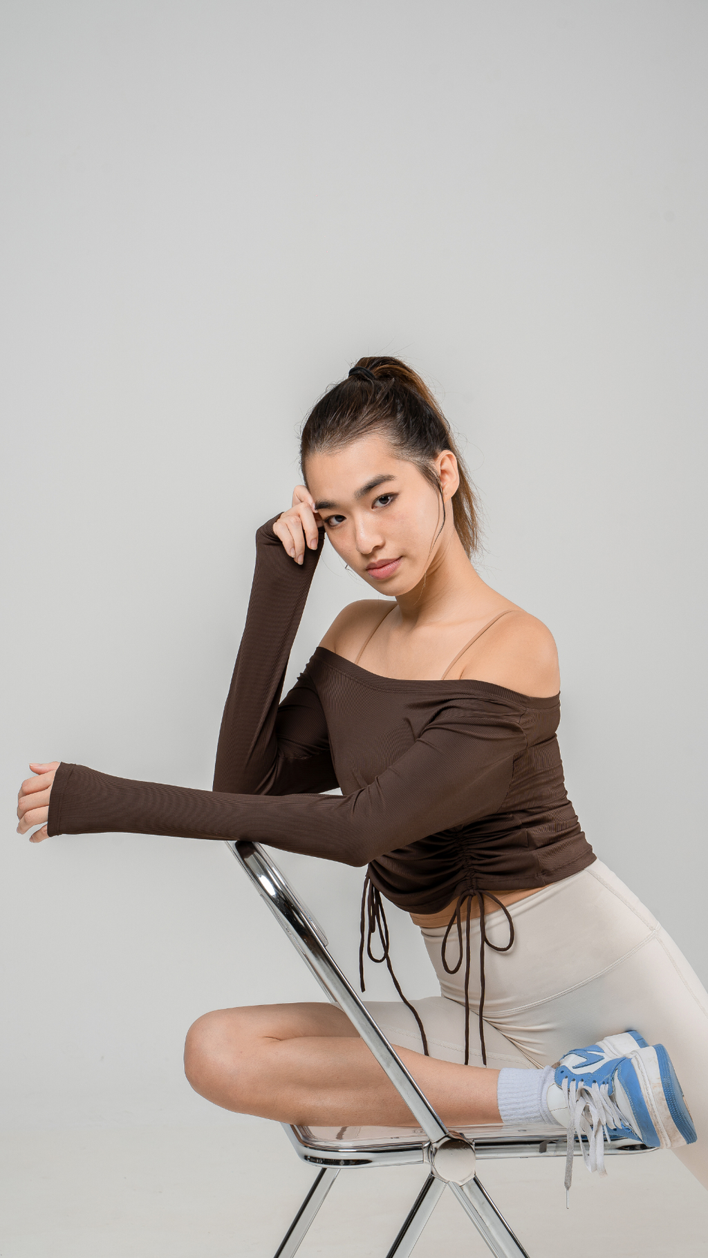 Drawstring Long Sleeve Top
