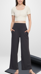 [FINAL SALE] Flexflow Button Cropped Top
