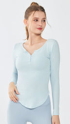 AllDay Soft V-Neck Ribbed Long Sleeve