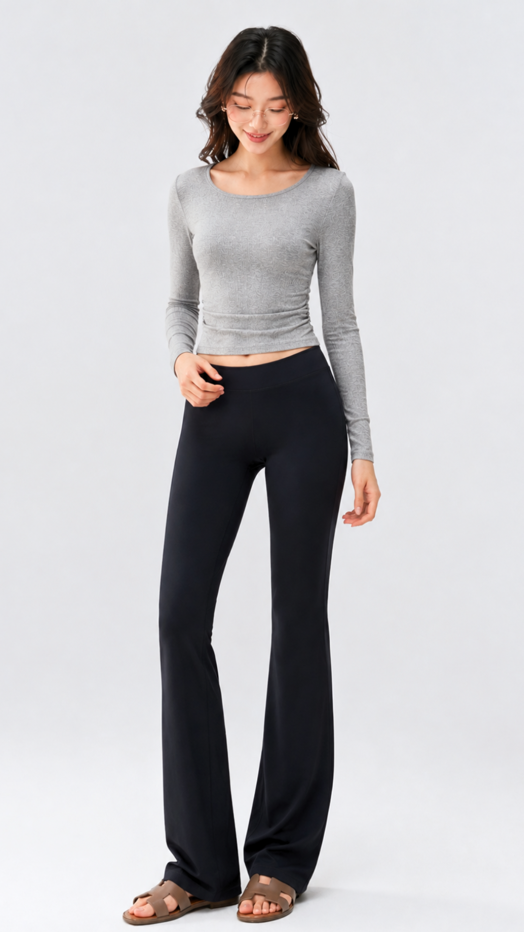 Ribbed Ruched Long Sleeve Top