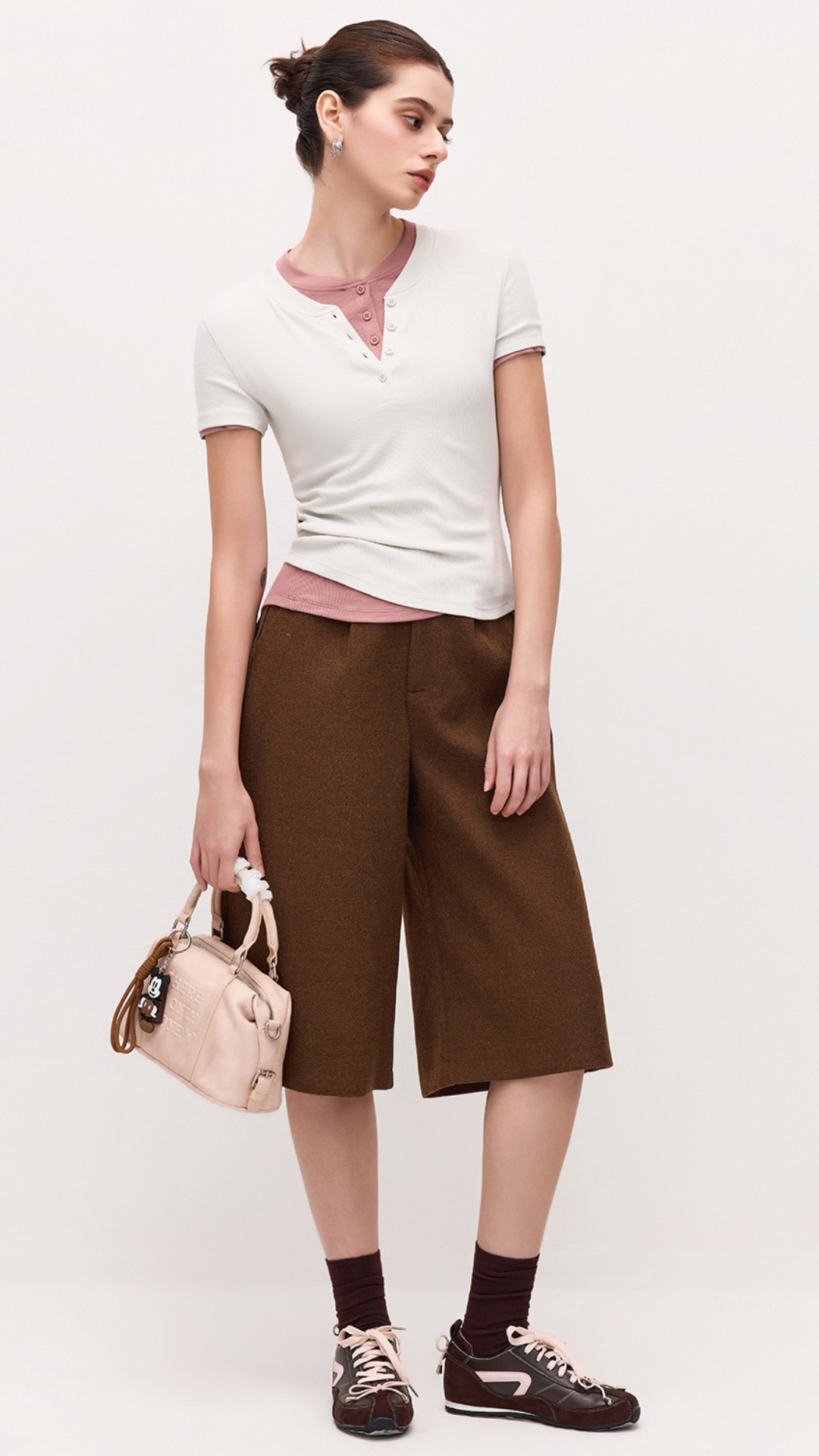 Everyday Ribbed Button Top