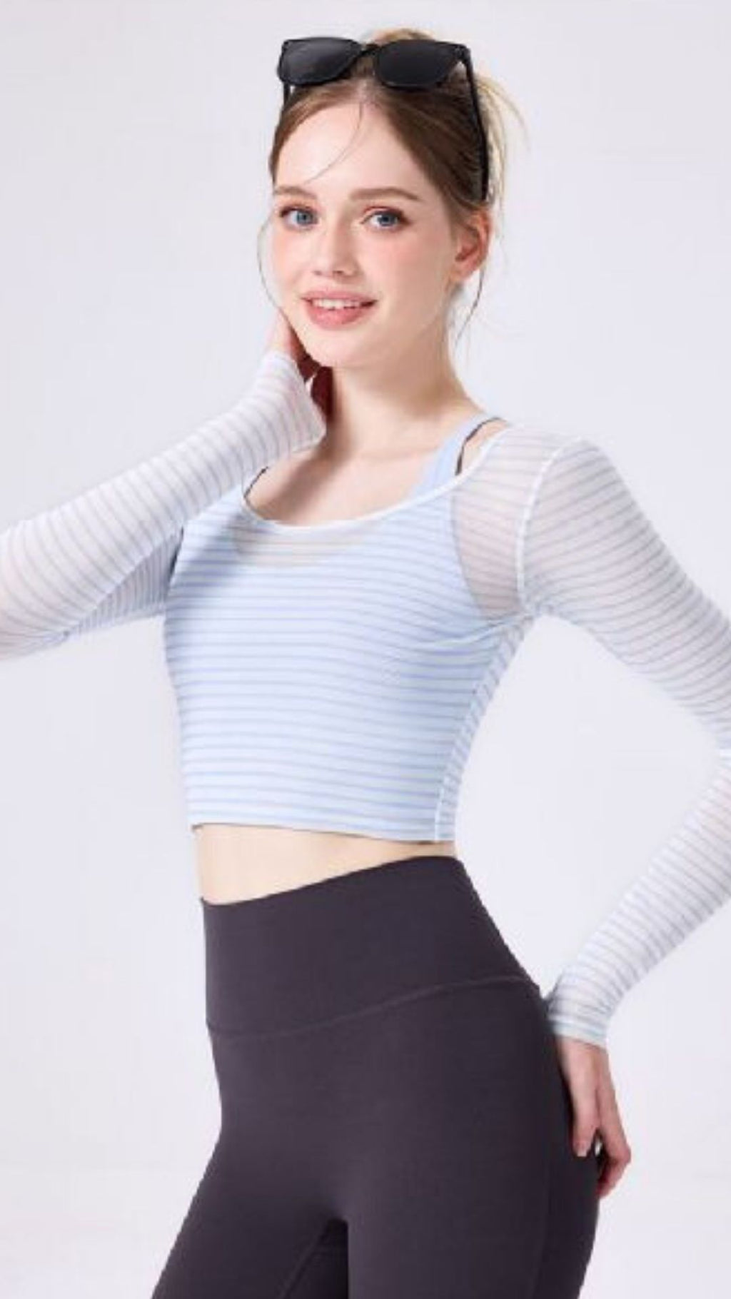TwinStripe Long Sleeve Crop