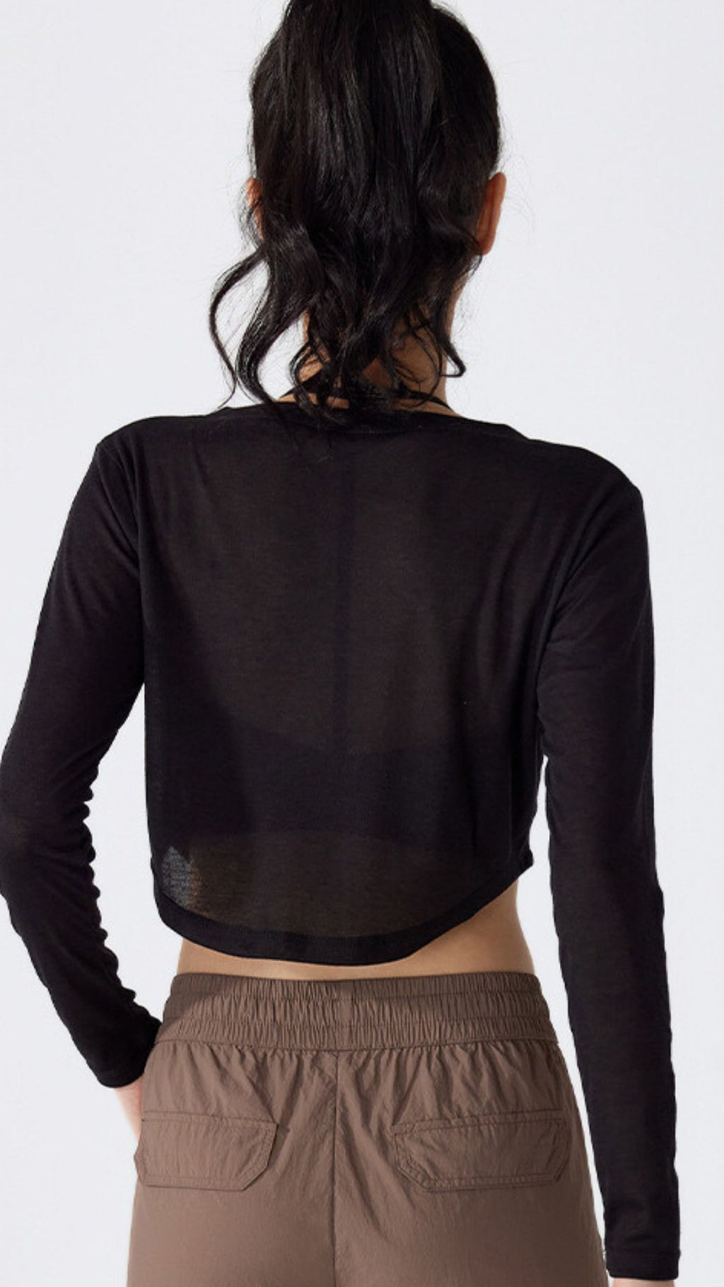 BreezyFit V-Neck Button Cropped Long Sleeve