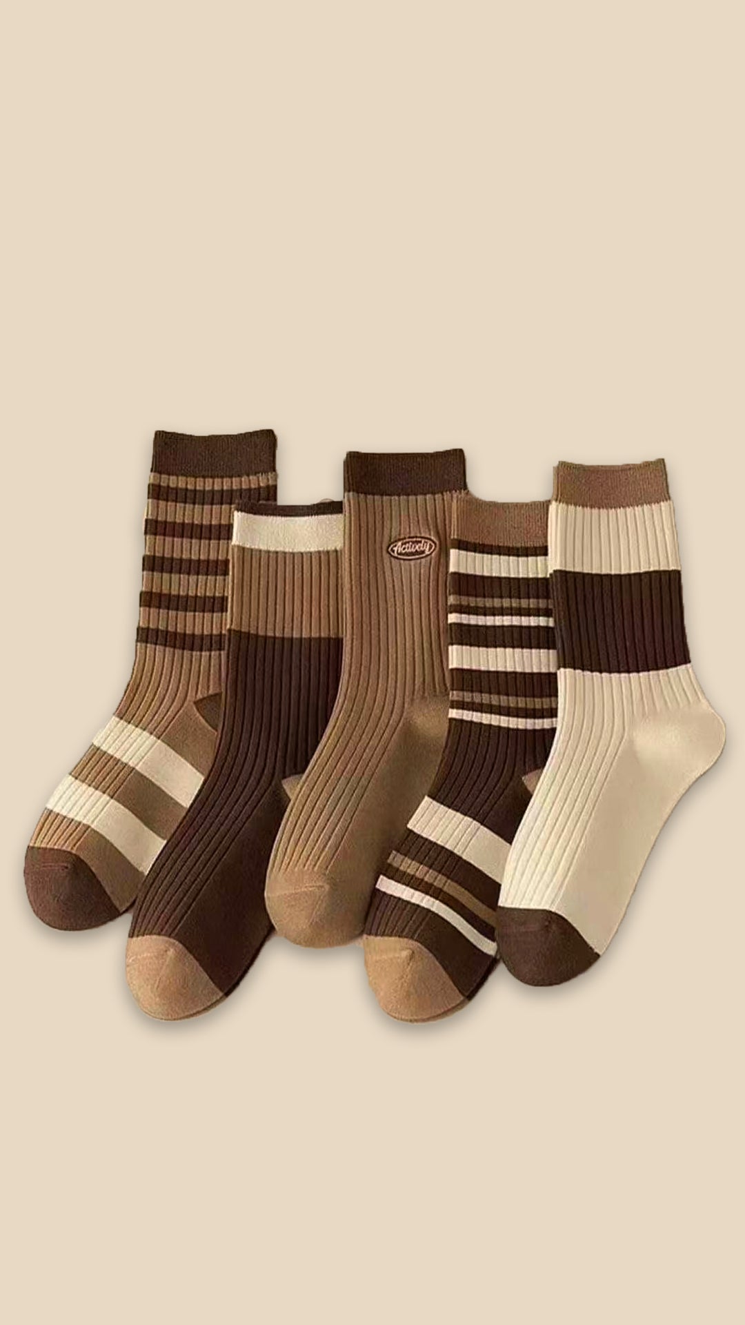 Vintage Mélange Striped Socks (5 Pairs Set)