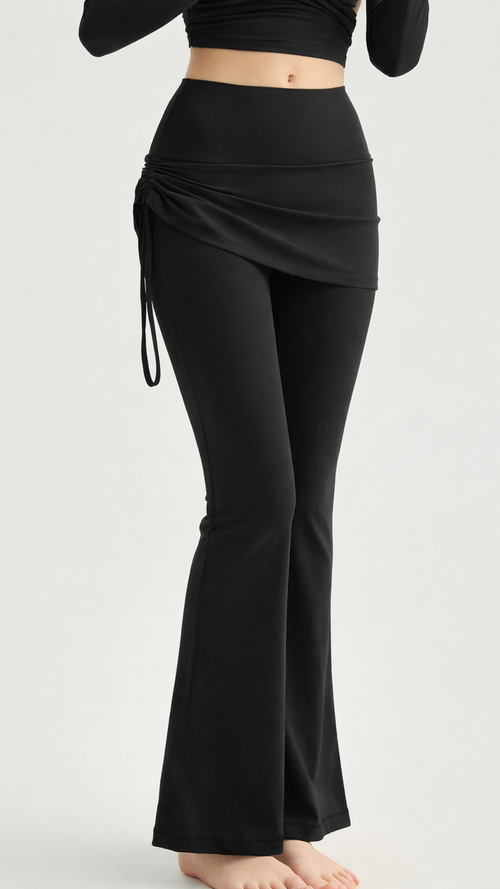 Drawstring Skirt Flare Leggings