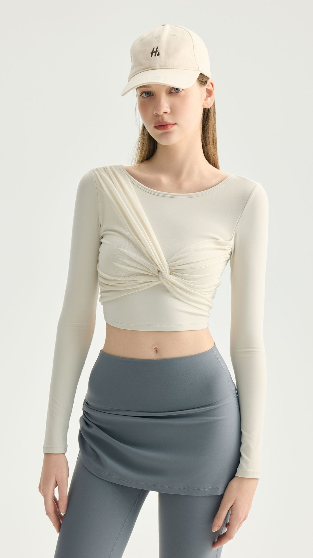 Padded Mesh Yoga Long Sleeve Top