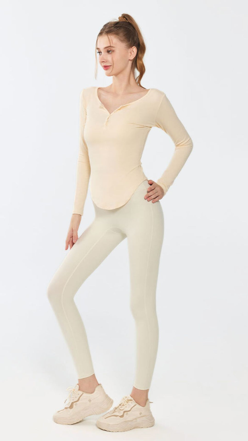 AllDay Soft V-Neck Ribbed Long Sleeve