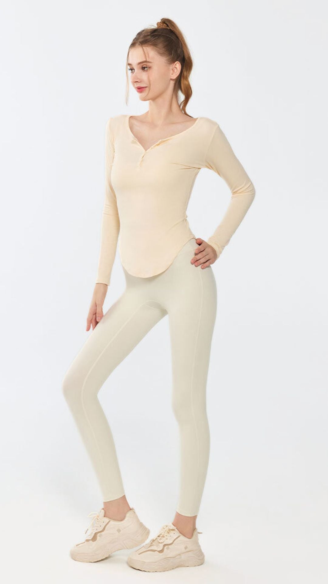 AllDay Soft V-Neck Ribbed Long Sleeve