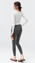 Ribbed Ruched Long Sleeve Top