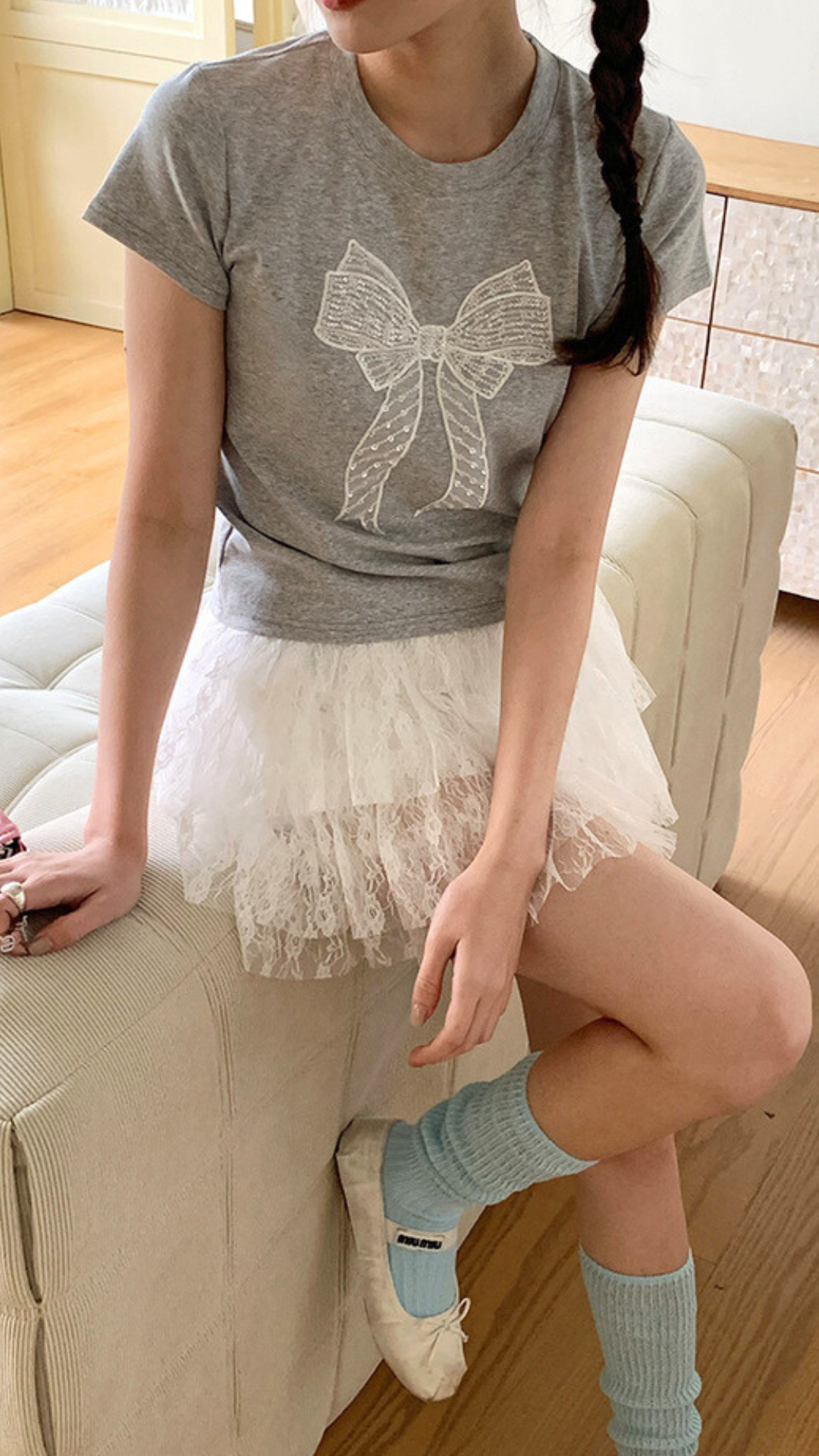 Elegant Ribbon Lace T-Shirt