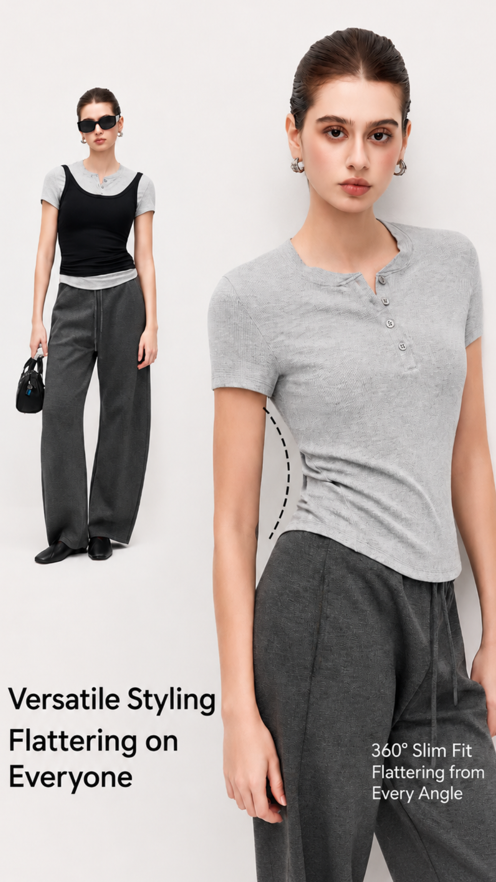 Everyday Ribbed Button Top