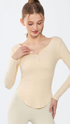 AllDay Soft V-Neck Ribbed Long Sleeve