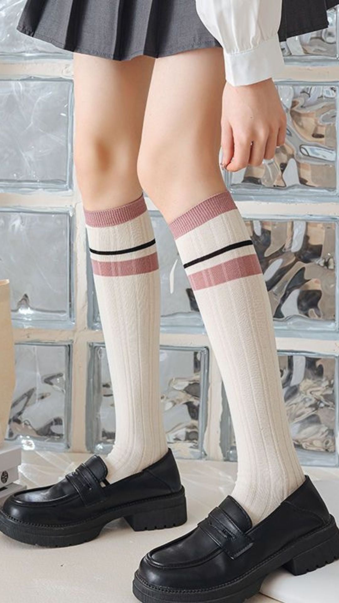 CandyStripe Knee-High Socks (2 Pairs Set)