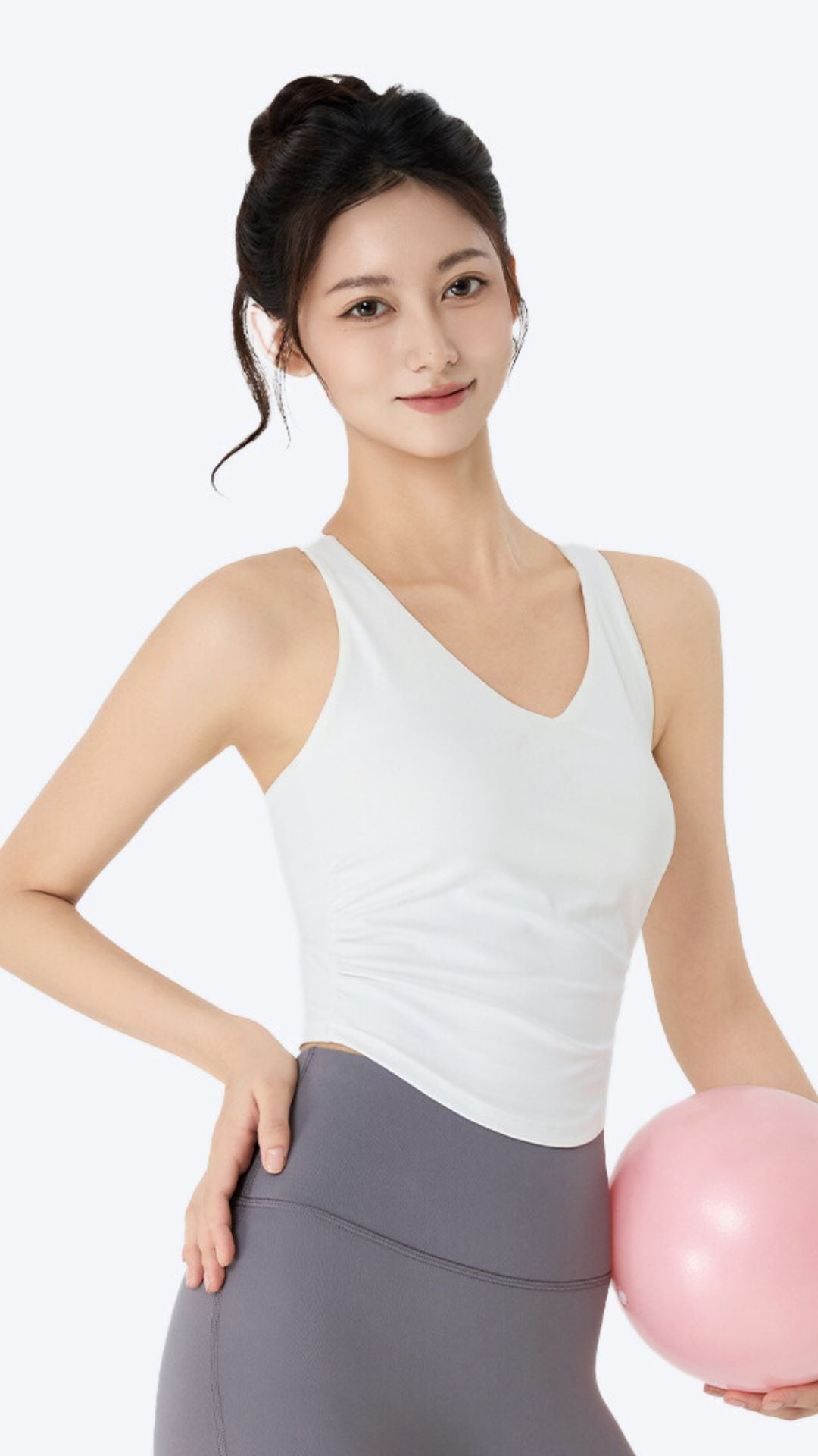 VibeMove Ruched Waist Workout Sports Bra