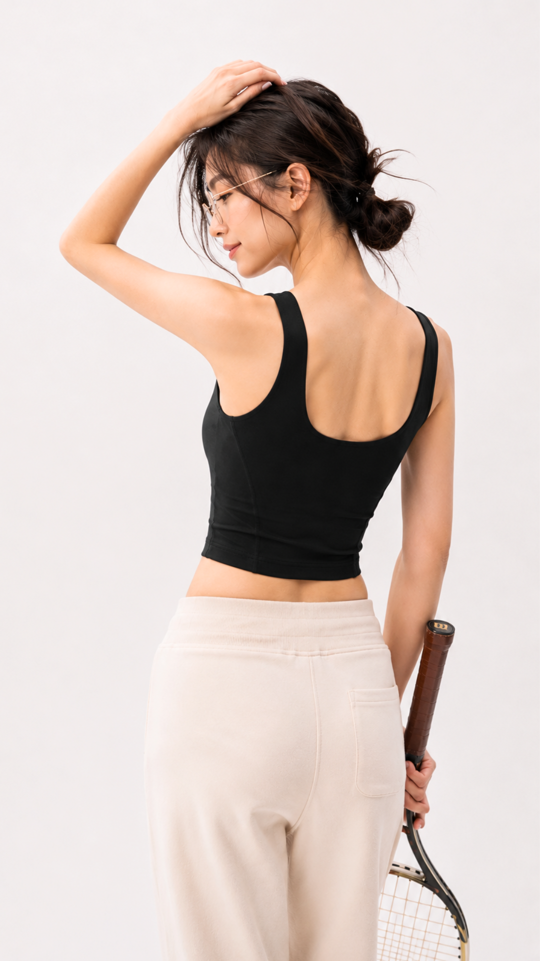 Square-Neck Crop Yoga Sports Bra