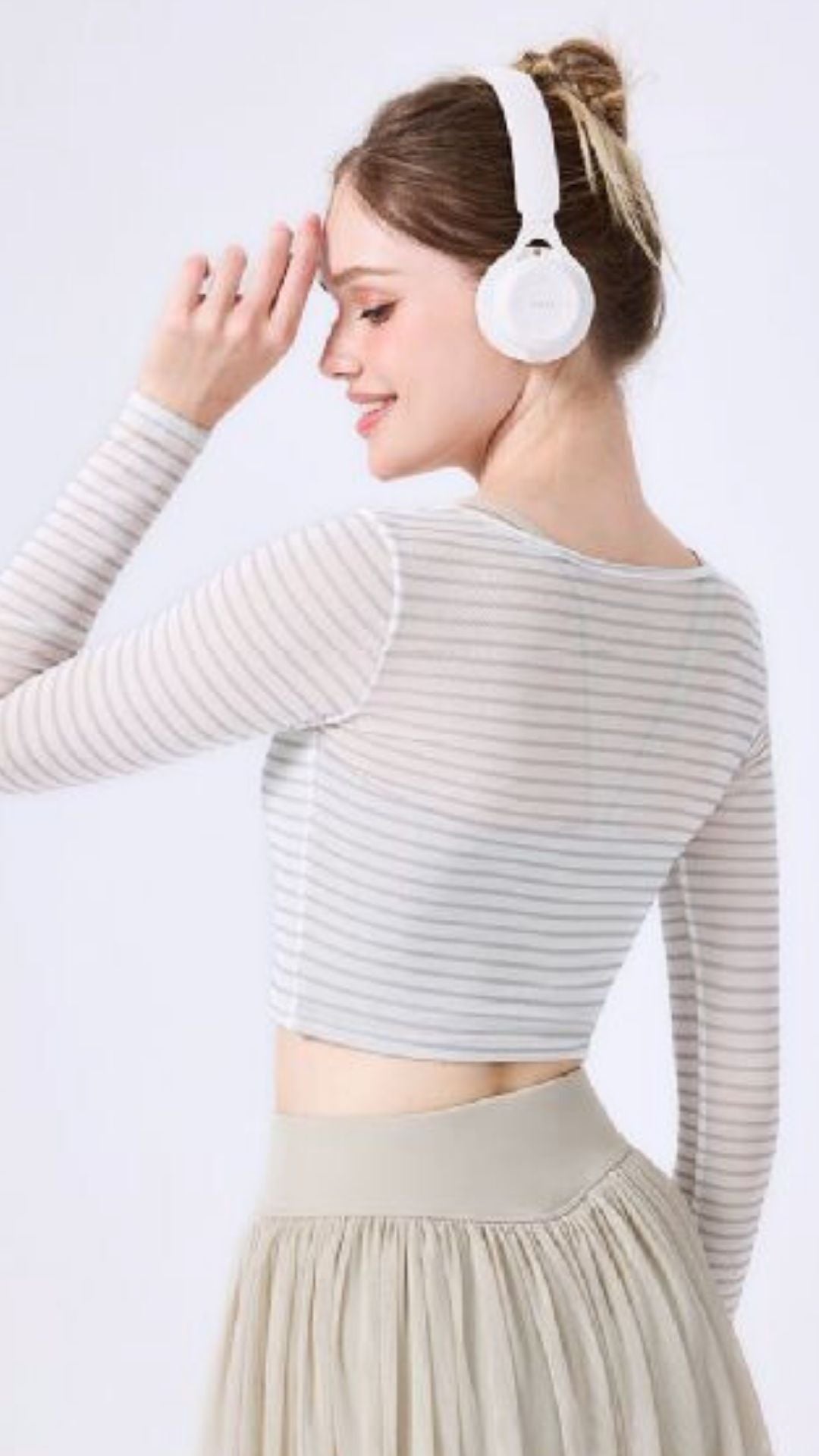 TwinStripe Long Sleeve Crop