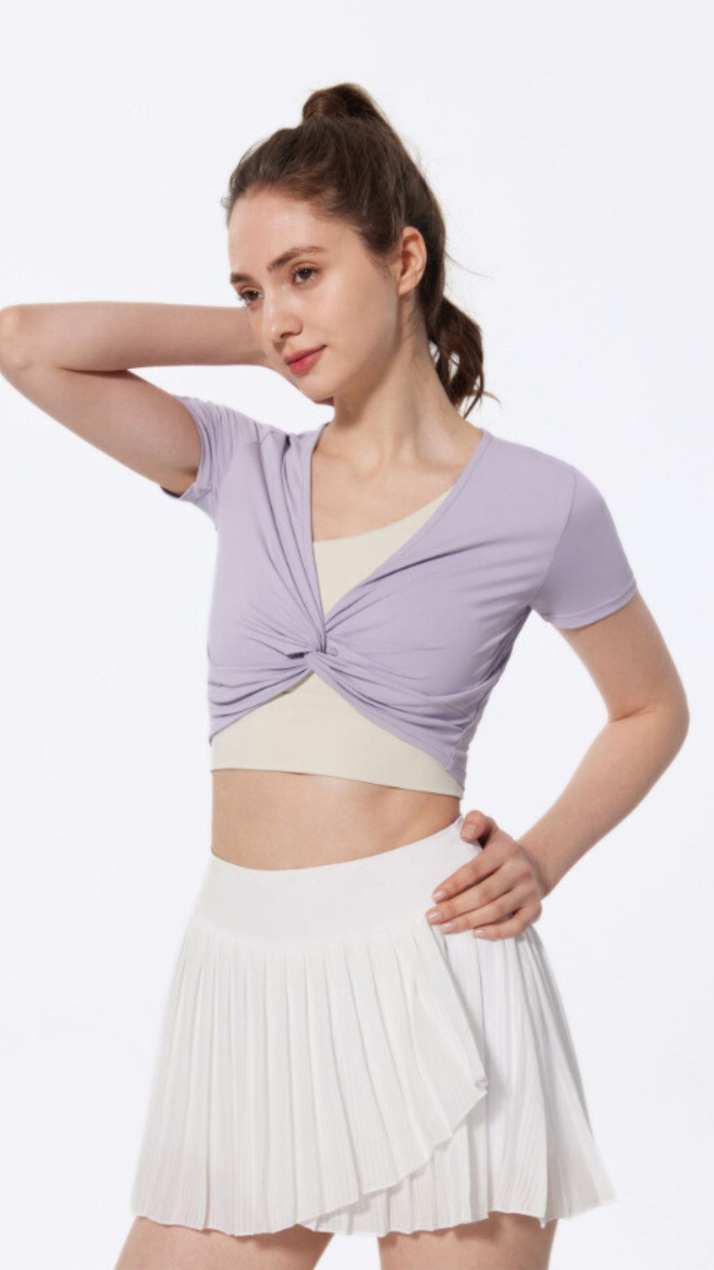 Barre Twist Short Sleeve Crop Top