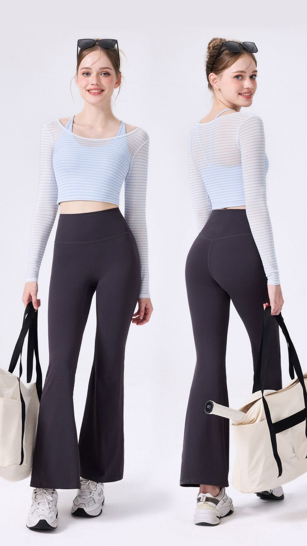 TwinStripe Long Sleeve Crop