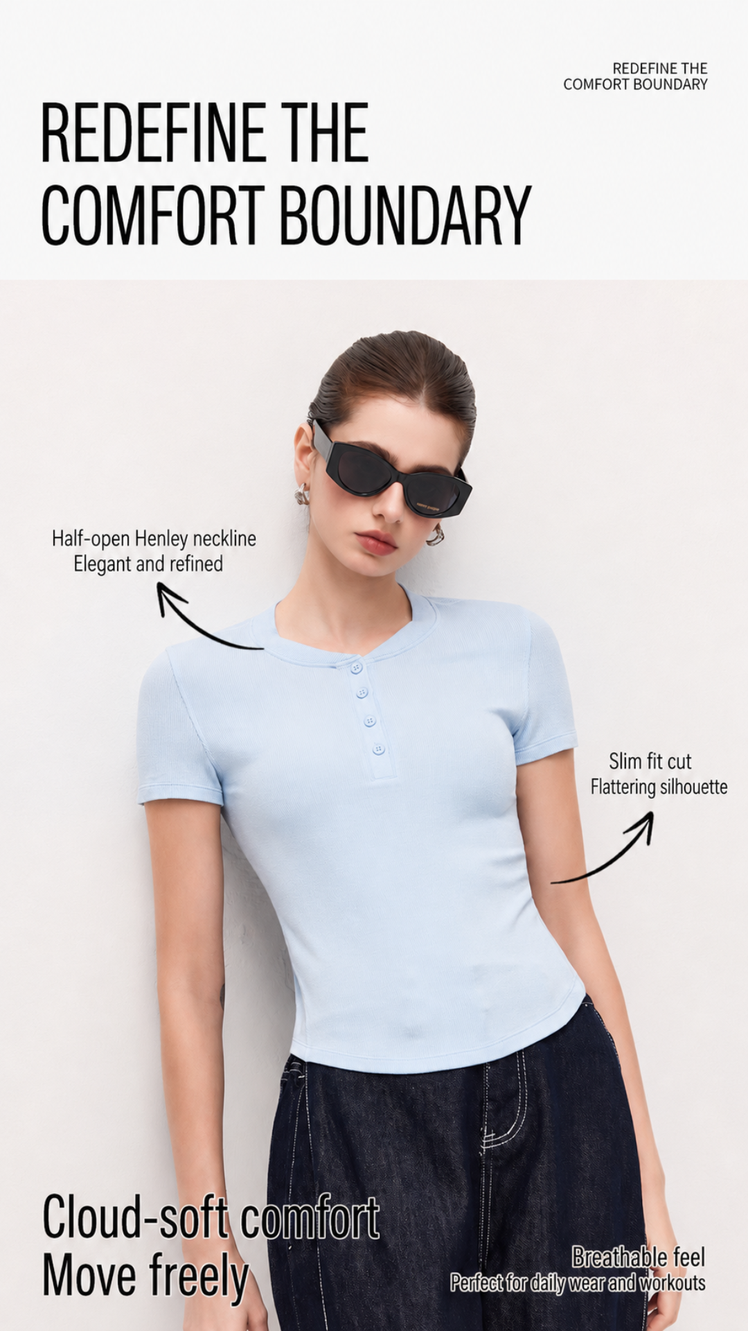 Everyday Ribbed Button Top
