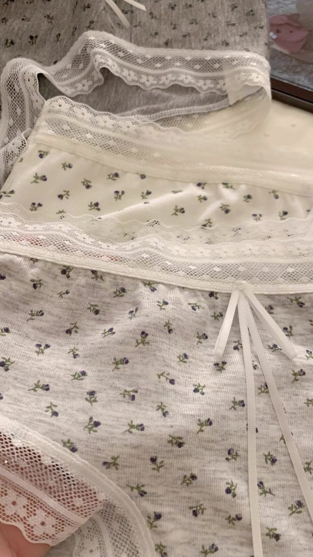 Floral Ribbon Lace Whisper Panties (Buy 1 Get 1 Free)