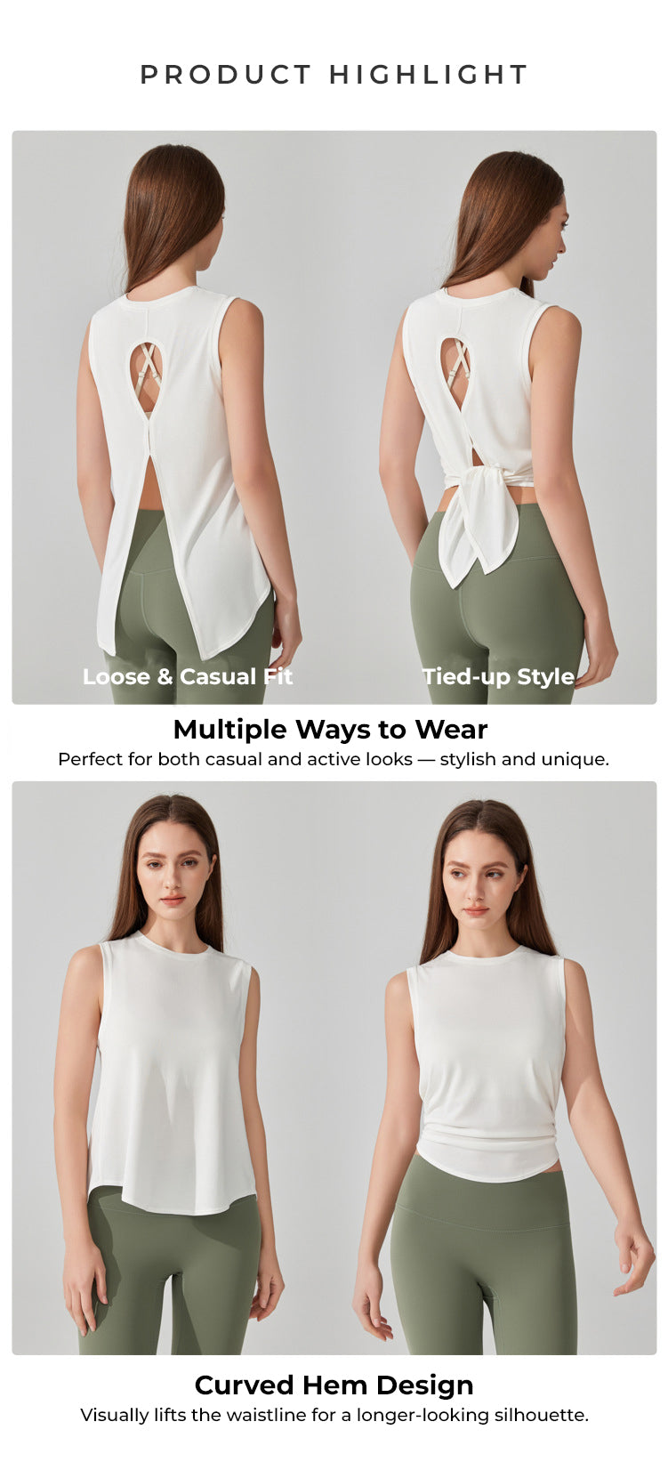 ArcGlow Back-Slit Tank Top