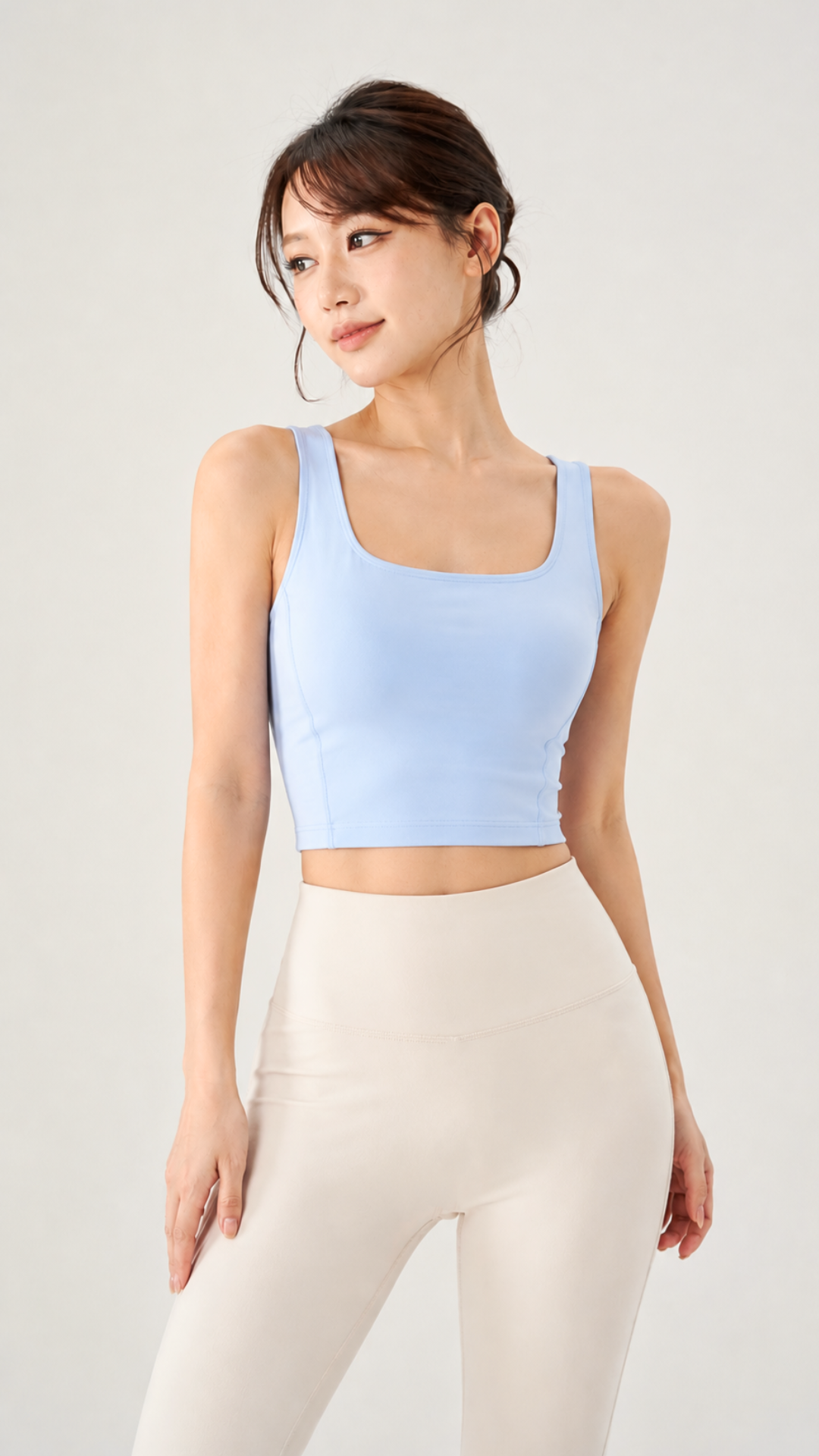 Square-Neck Crop Yoga Sports Bra