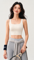 Square-Neck Crop Yoga Sports Bra