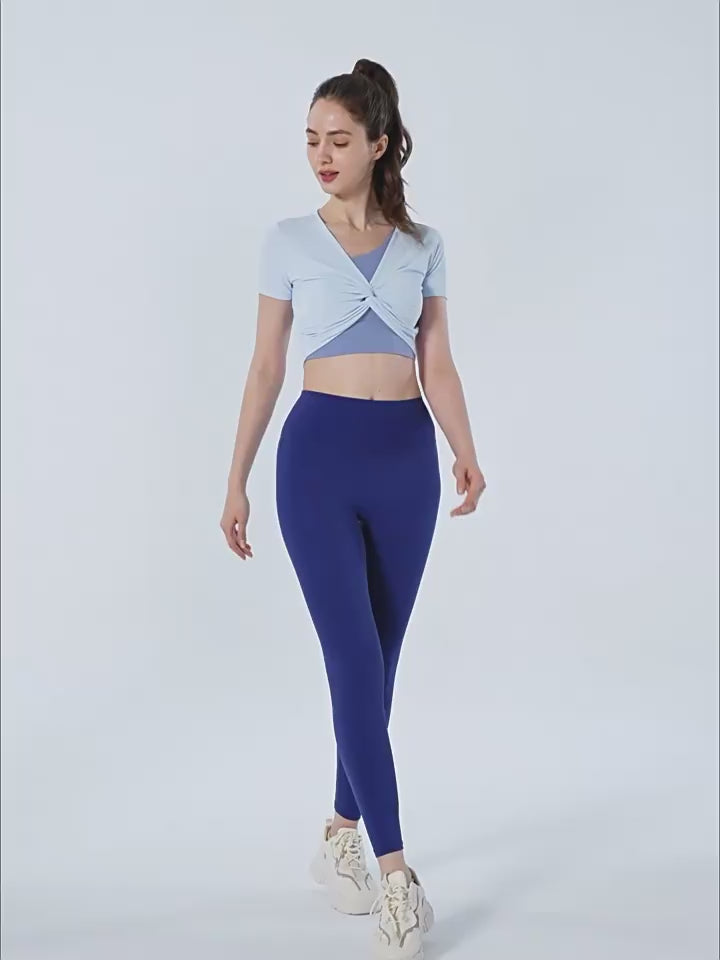 Barre Twist Short Sleeve Crop Top